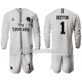 Camisetas Paris Saint Germain BUFFON 1 Jordan Blanco Niños Tercera Equipacion 2018/2019 Manga Larga